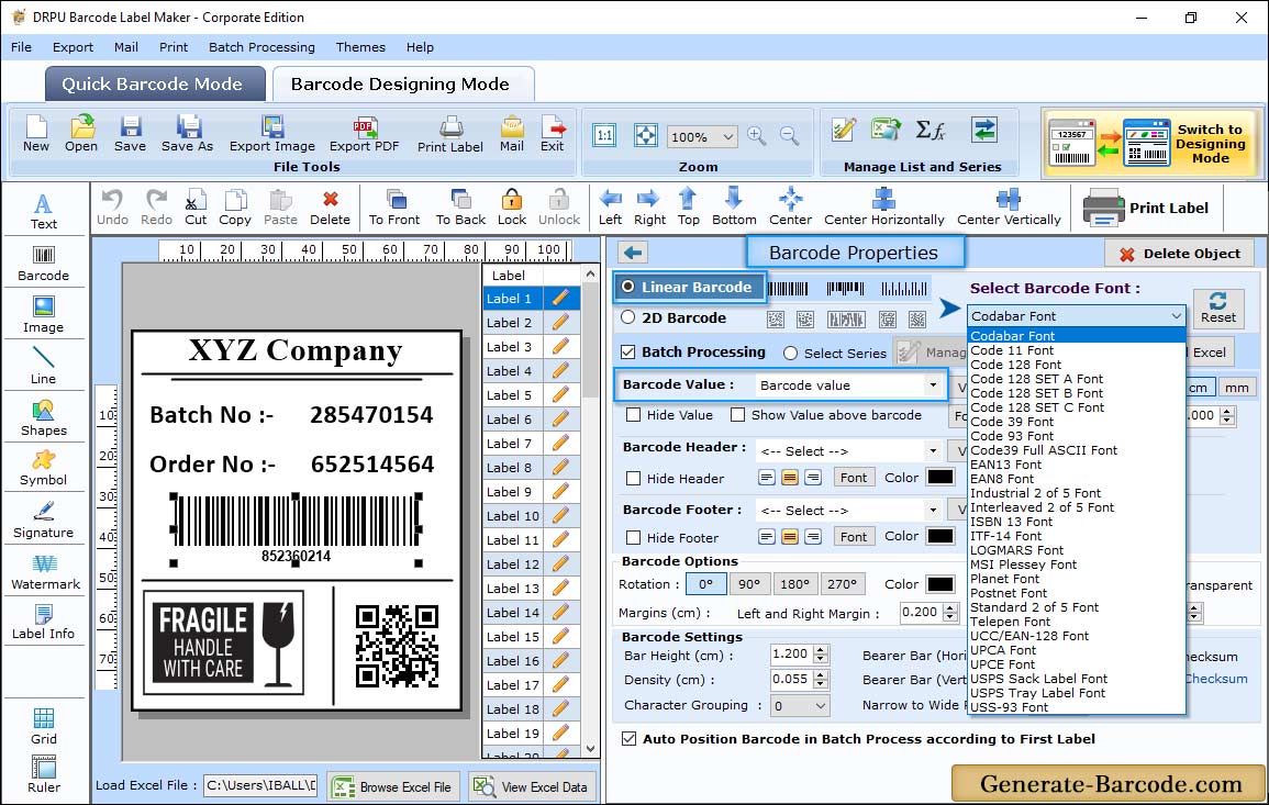 Barcode Properties (Value)