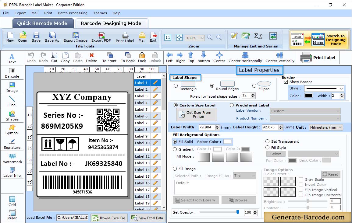 label Properties