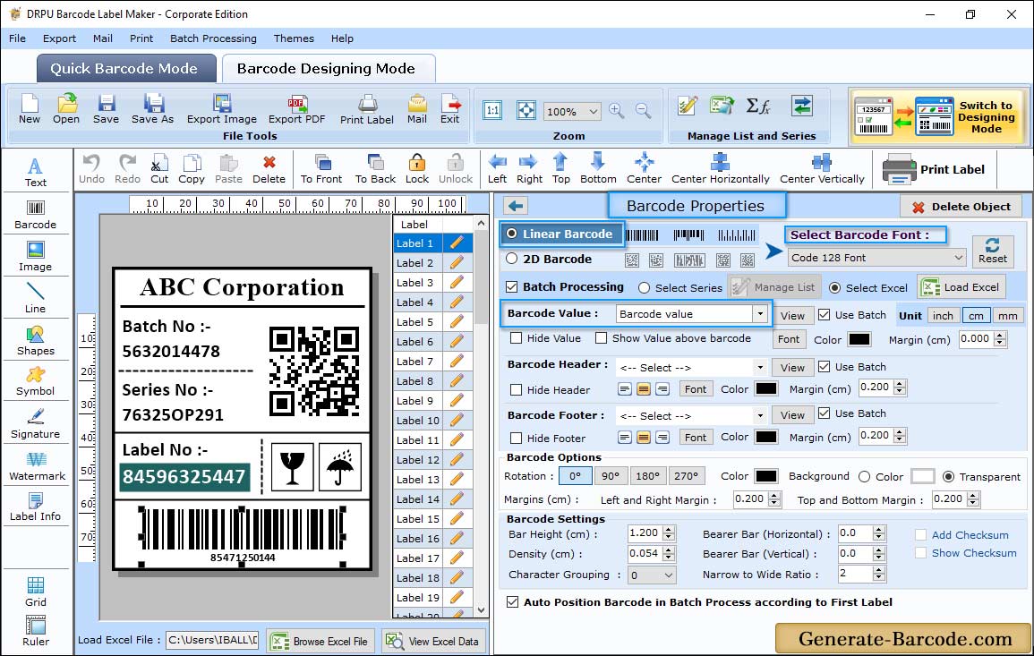 Barcode Properties - Value