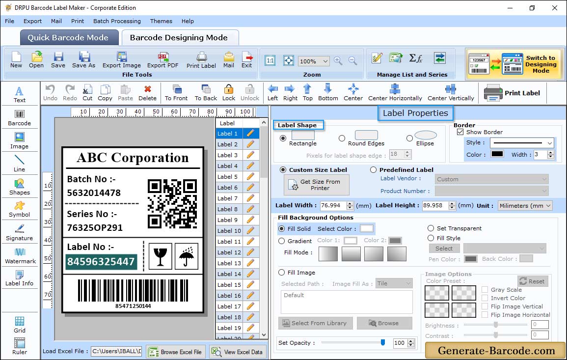 lable Properties