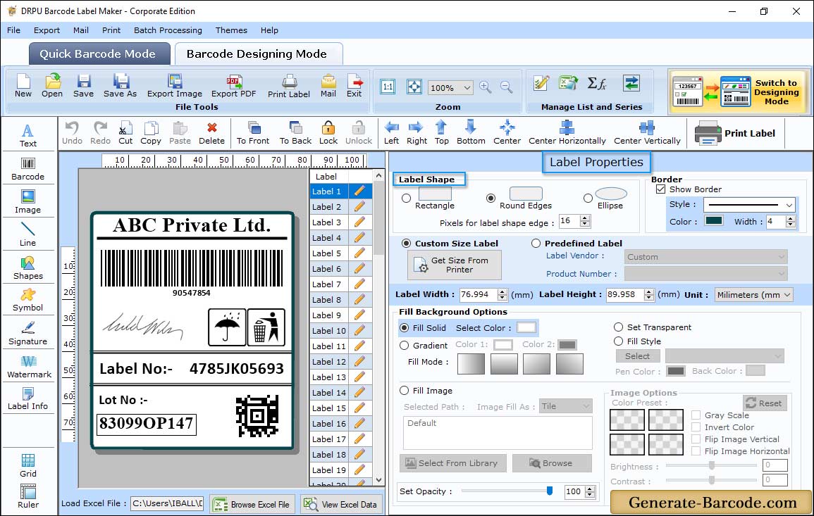 Label Properties