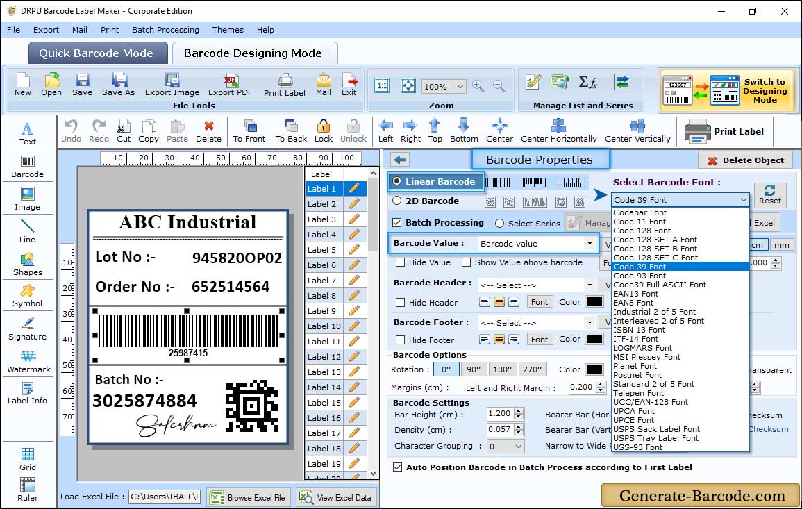 Barcode Properties - Value