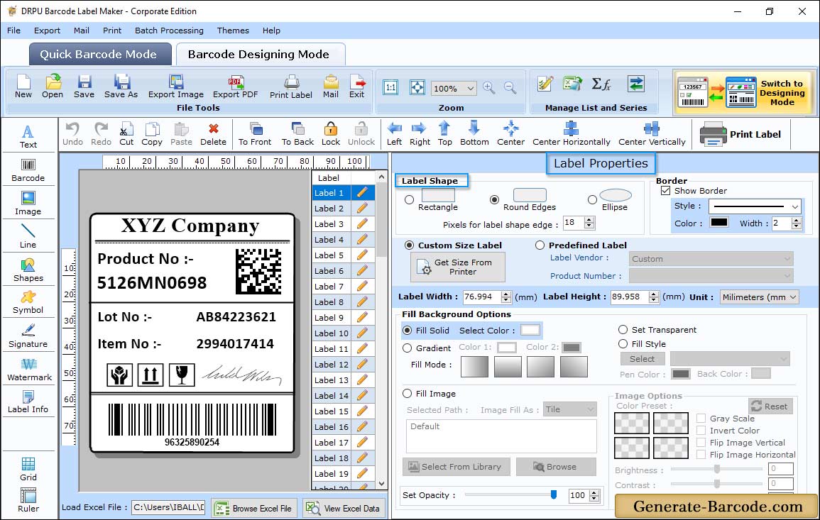 label Properties