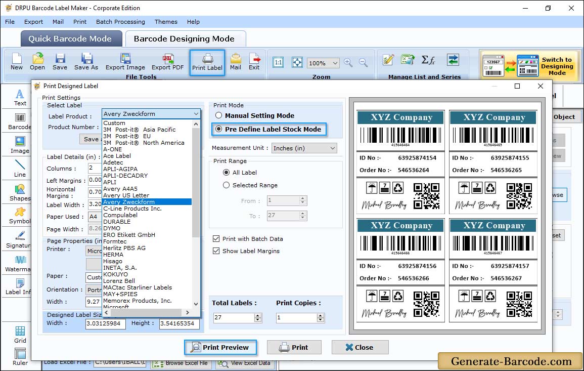 Databar Expanded Pre define label stock mode