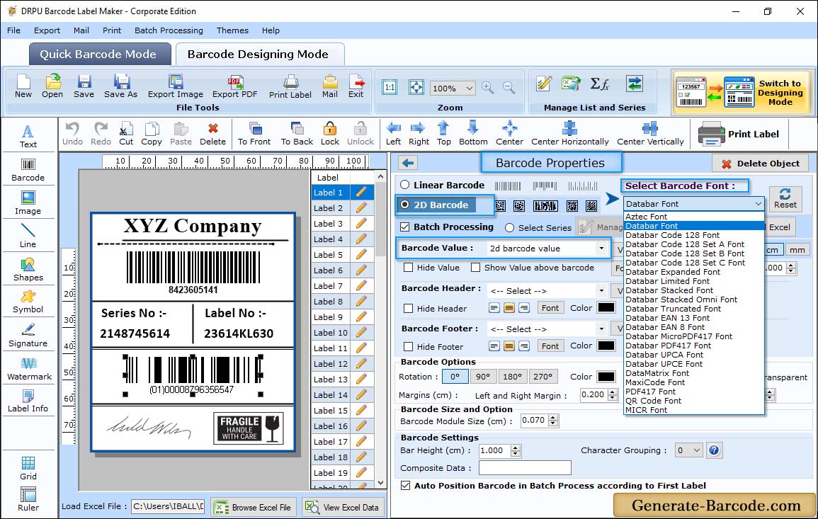 Databar Barcode Properties - Value