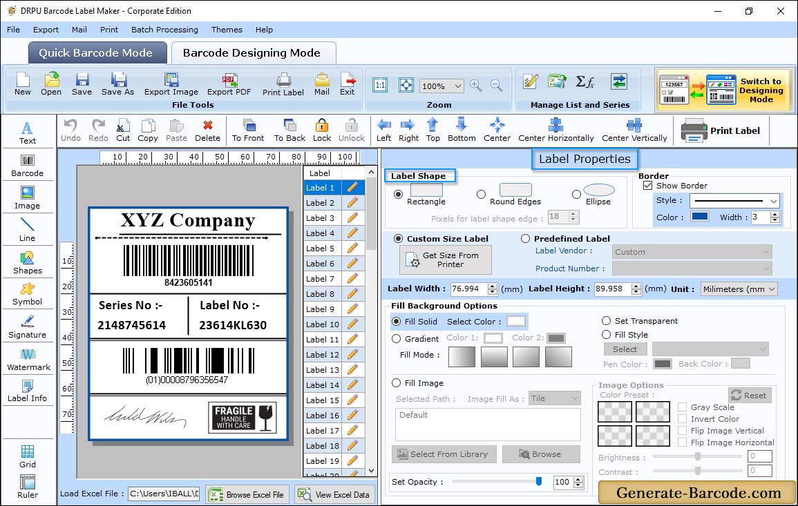 Databar label Properties