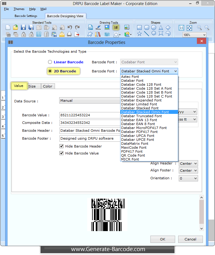 Databar Stacked Omni Barcode Font – Generate-Barcode.com