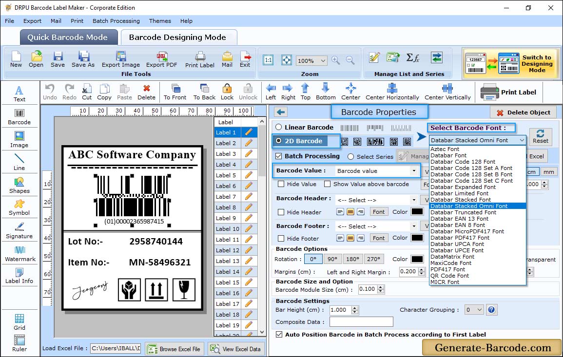 Barcode Properties - Value