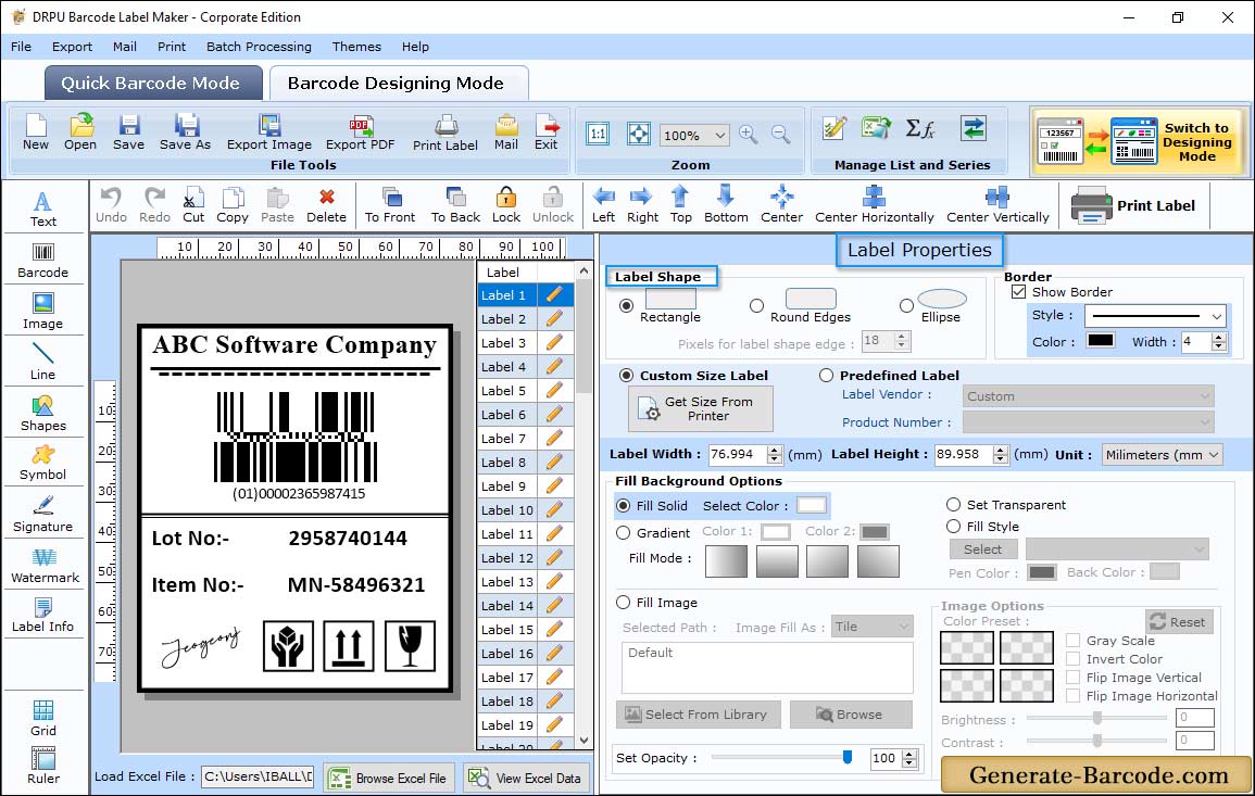 Label Properties