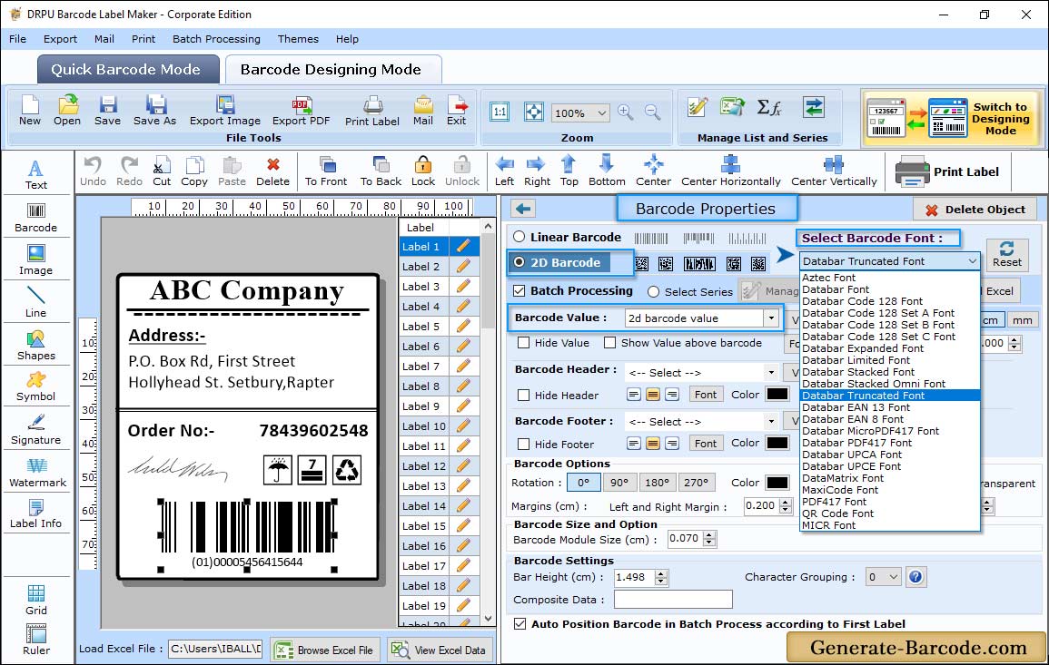 Barcode Properties - Value