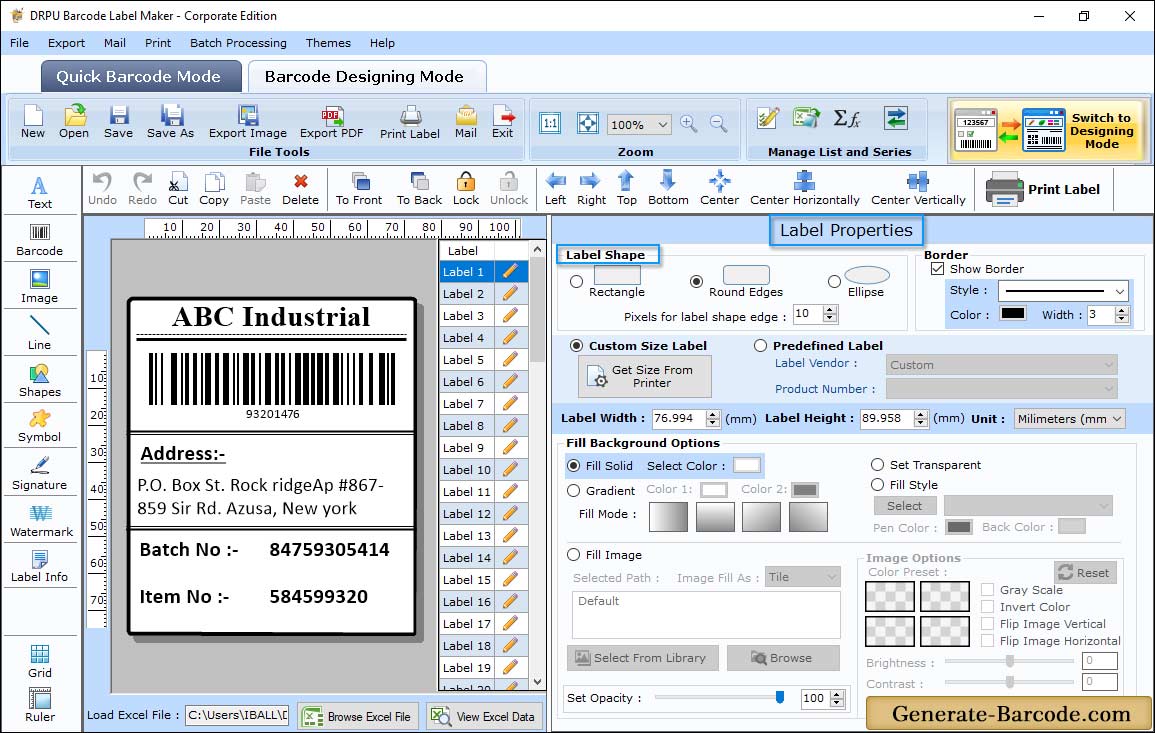 Label Properties