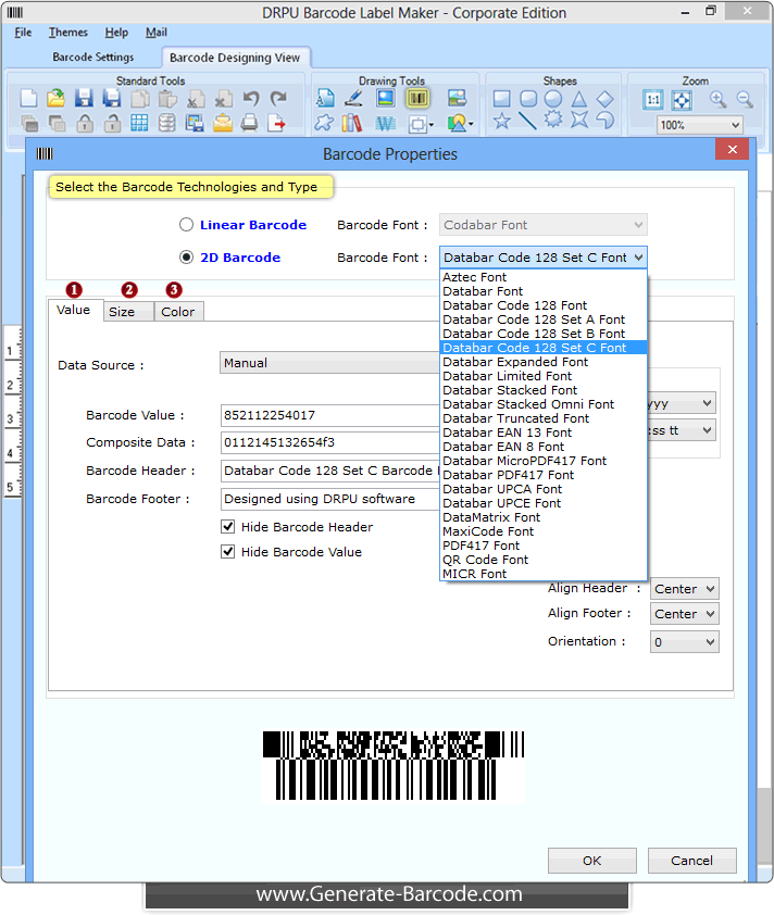 Create multiple Databar Code 128 Set C fonts – Generate-Barcode.com
