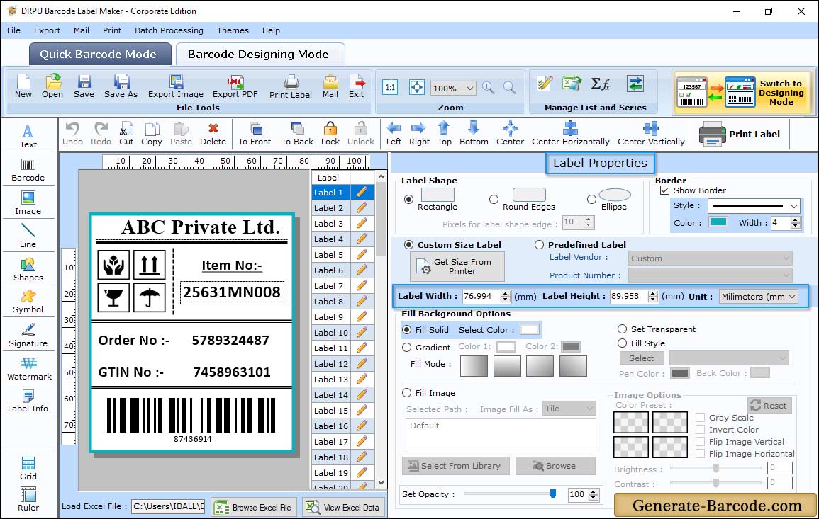 Label Properties