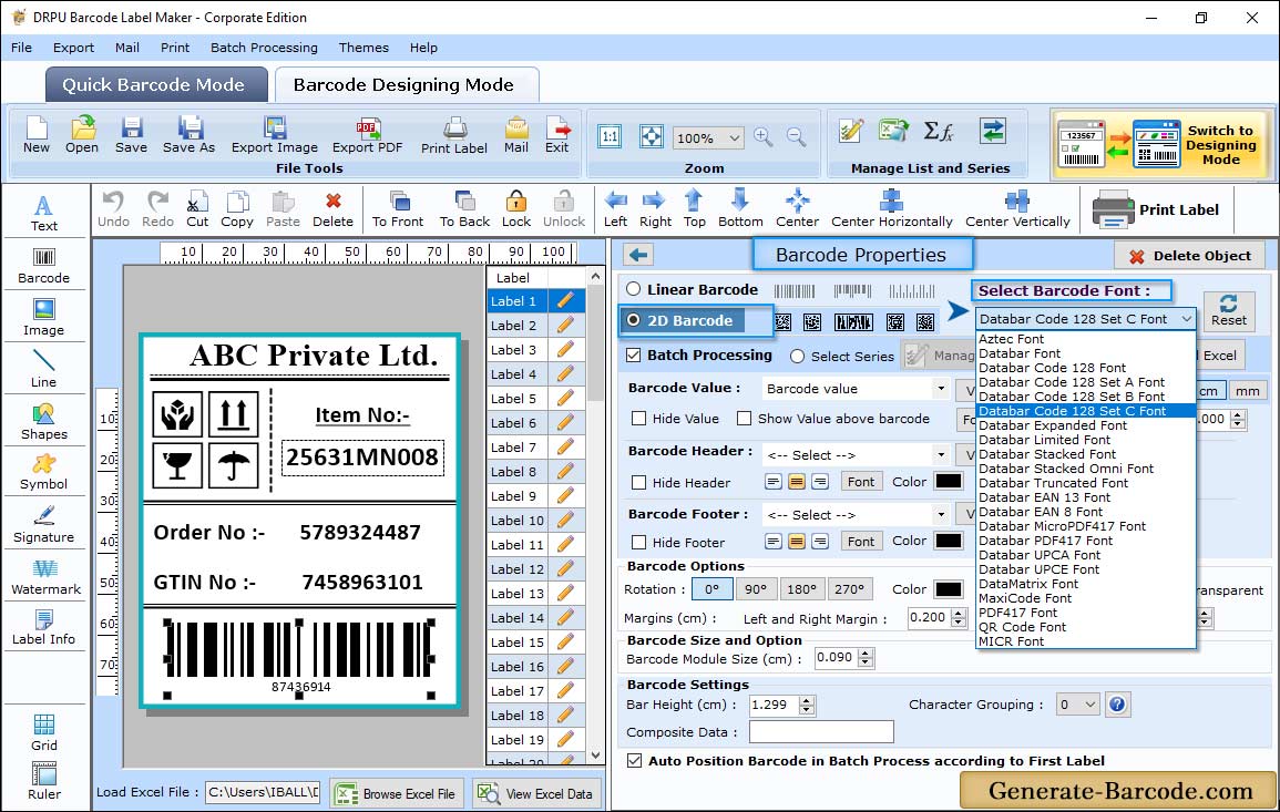 Barcode Properties - Value