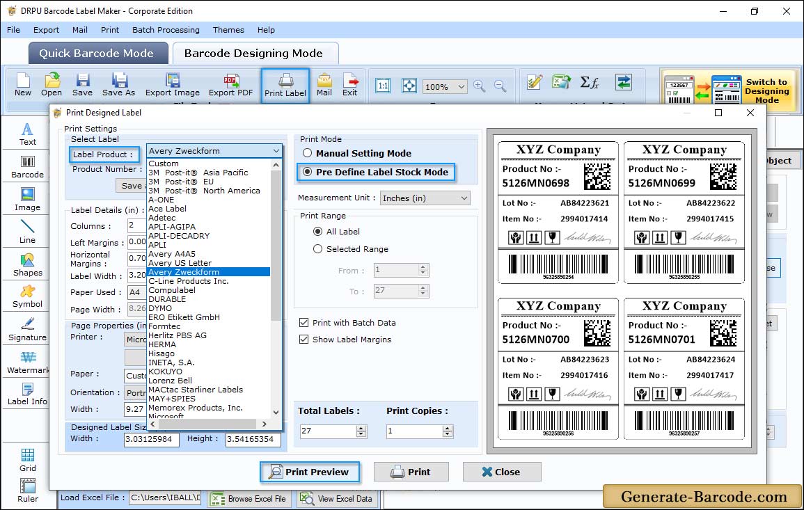 DataMatrix Manual Printing