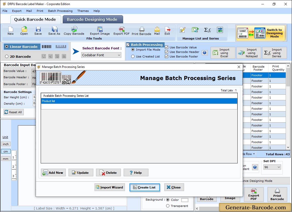 Batch Processing with Barcode Designing View