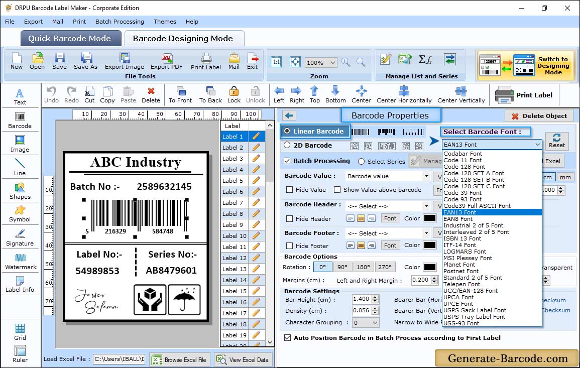 EAN13 Barcode Properties - Value