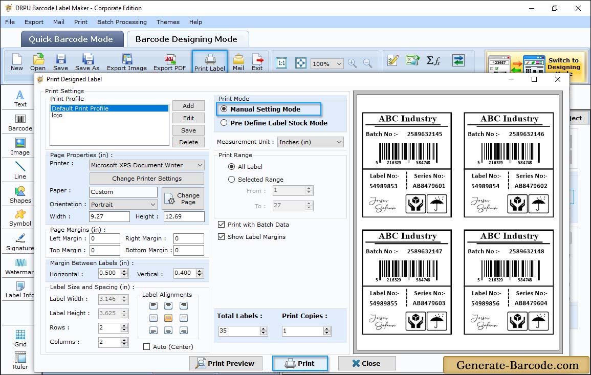 Manual - Print Settings