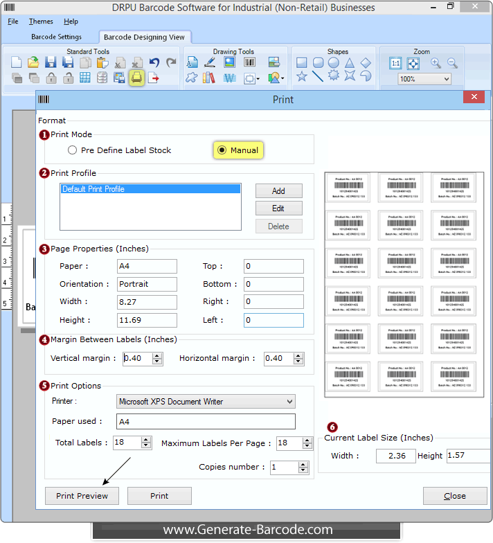 Industrial Warehousing Barcode Software Screenshots - Generate-Barcode.com