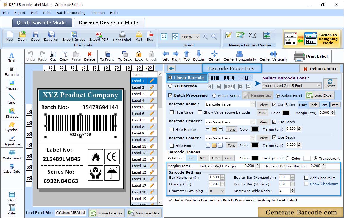 Interleaved 2 of 5 Barcode Properties - Size