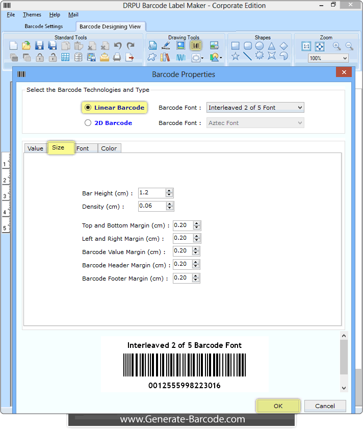 Interleaved 2 of 5 barcode font designed by barcode software