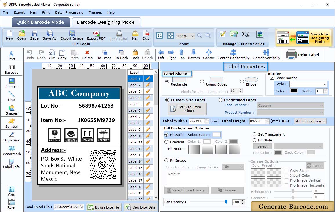 MaxiCode Card Properties