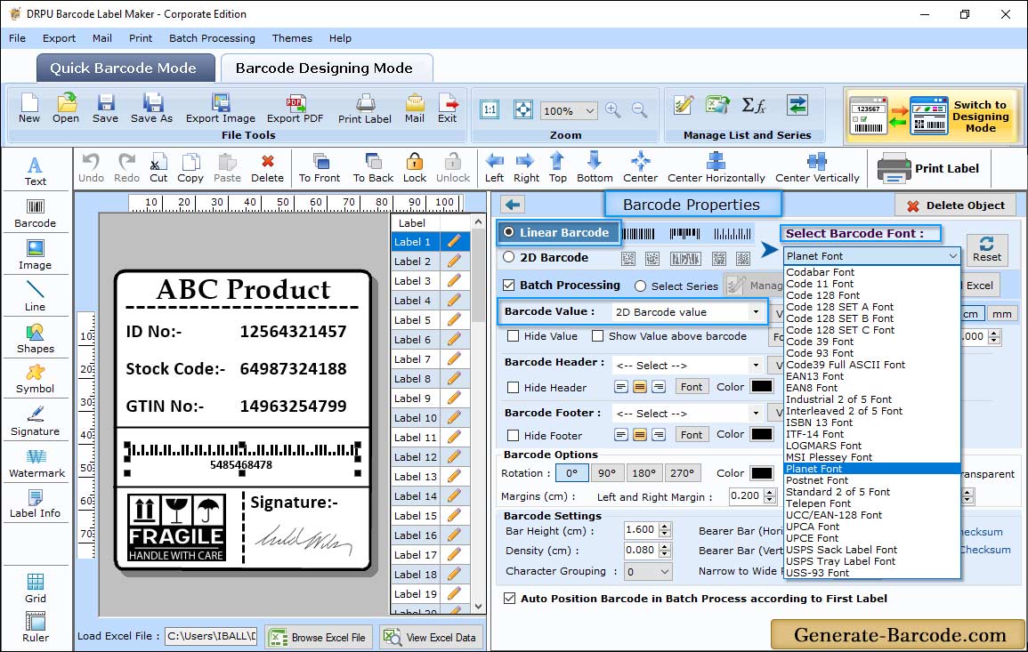 Barcode Properties (Value)