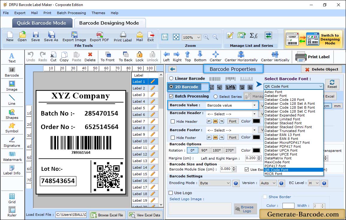 QR Barcode Properties - Value