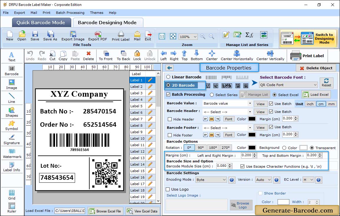 QR Code Properties - Size