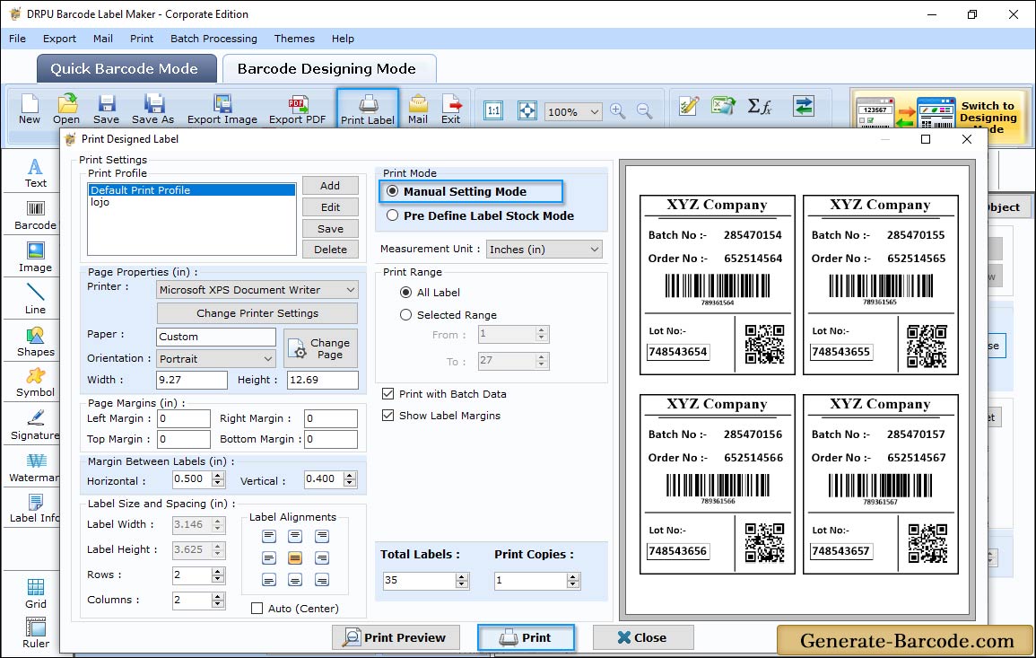 QR Code Manual Printing