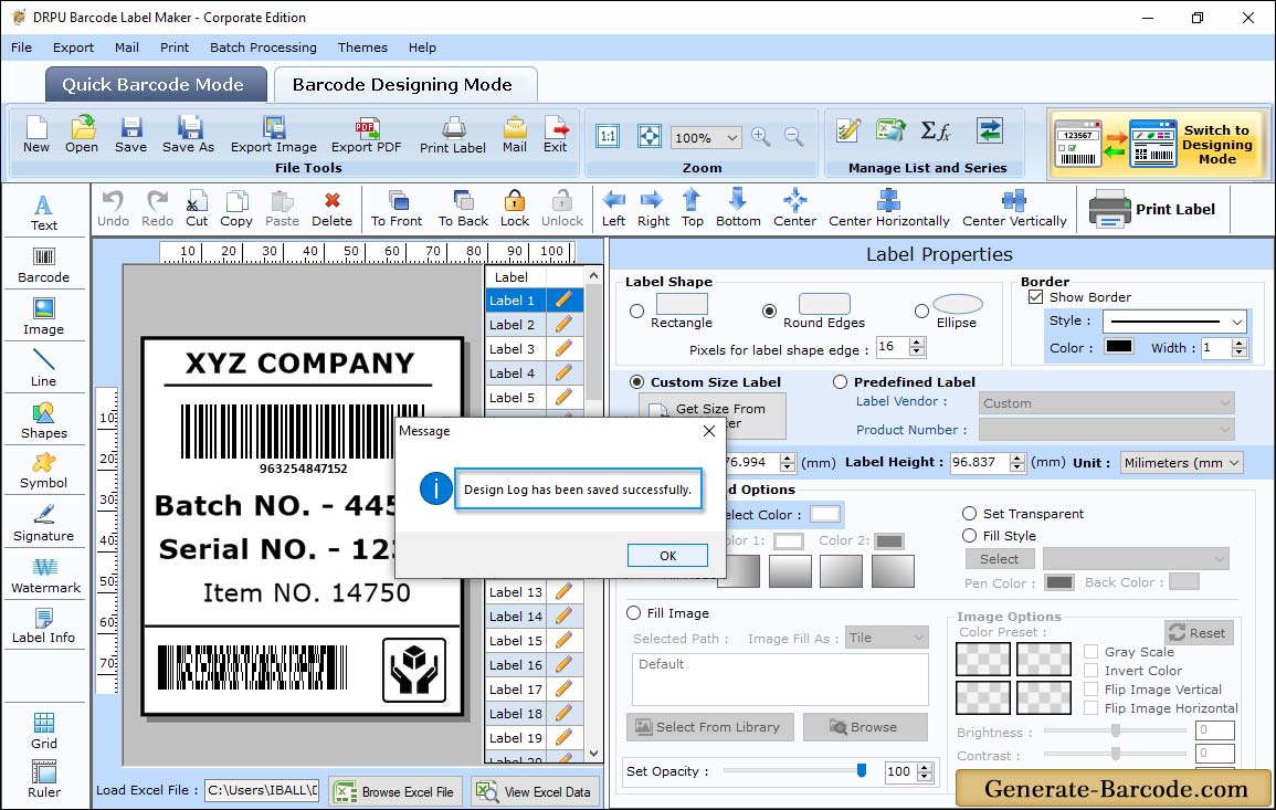 Saved Barcode log