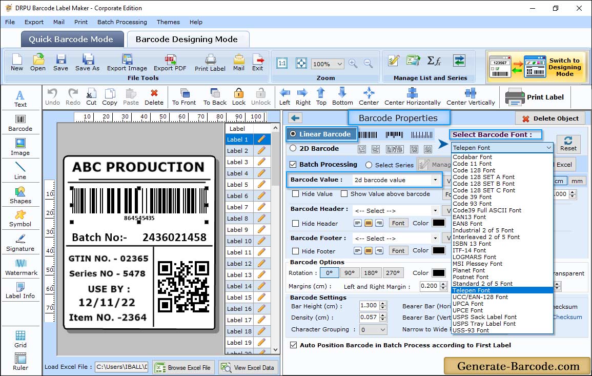 Barcode Properties - Value