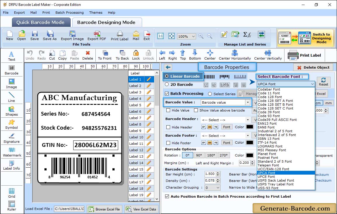 Barcode Properties (Value)