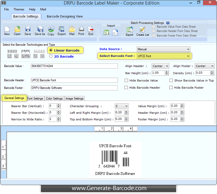 UPCE Barcode Font