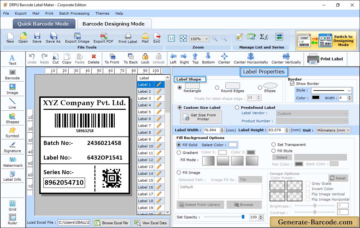 Label Properties Label Properties