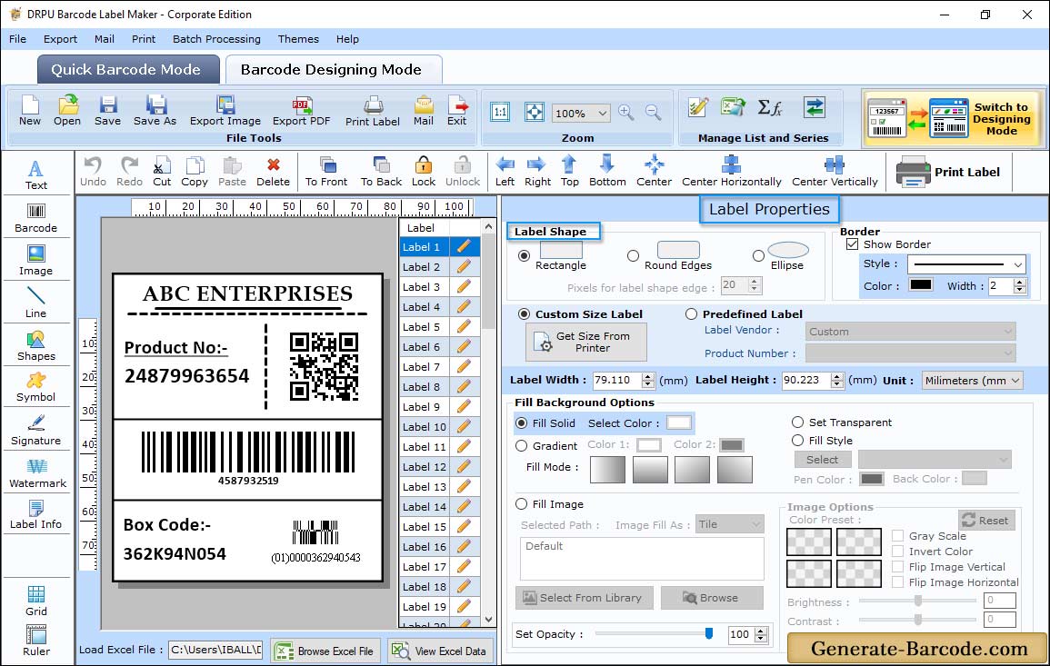 Designed Barcode label