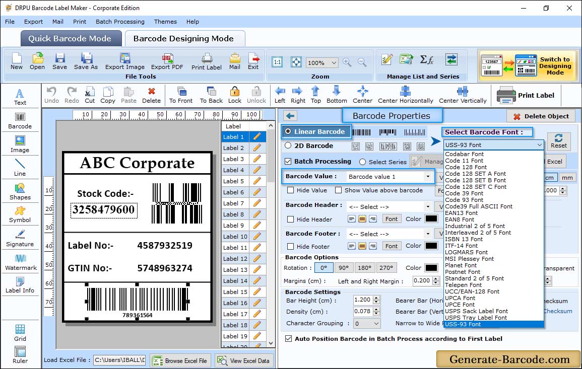 Barcode Properties - Value